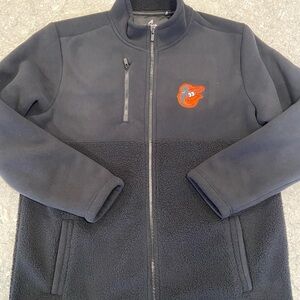 Baltimore Orioles MLB Antigua Black Fleece Full Zip Jacket-Large